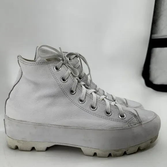 Converse Chuck Taylor All Star Sneakers Leather Lugged Sole High Top White 8
